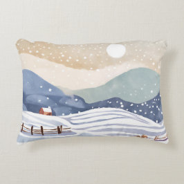 Snowy Hillside | Watercolor Winter Dekokissen