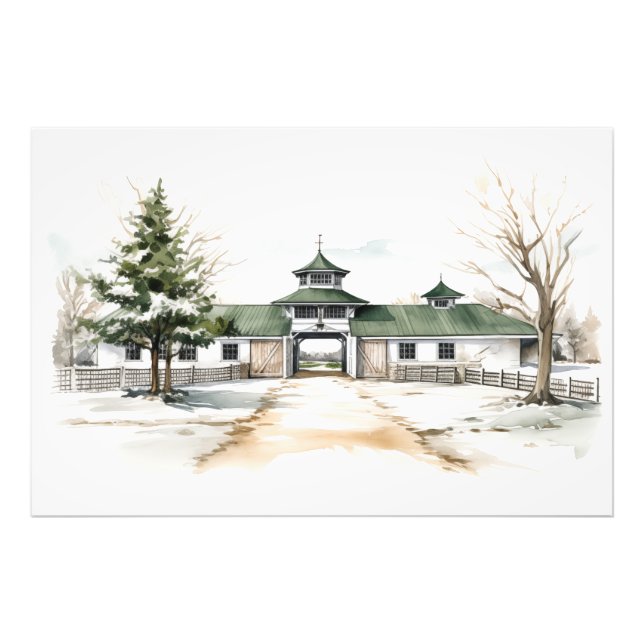Snowy Horse Barn Wall Art Fotodruck (Vorne)