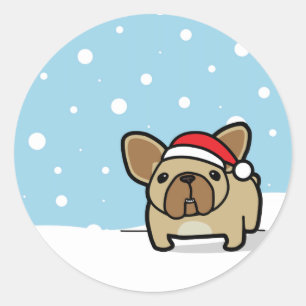 Snowy-Kitz Frenchie Runder Aufkleber