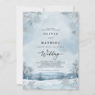 Snowy Landscape Blüh Wedding Einladung