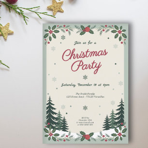 Snowy Landscape & Fir Trees - Weihnachts-Party Einladung