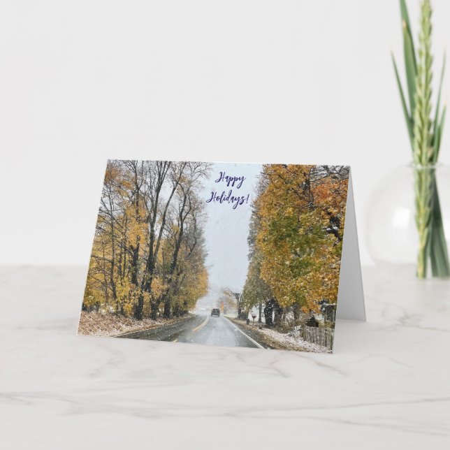 Snowy Landscape Happy Holidays Card Einladung (Vorderseite)