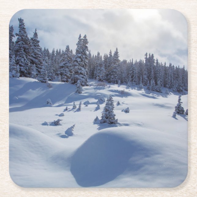 Snowy-Landschaft Rechteckiger Pappuntersetzer (Vorderseite)