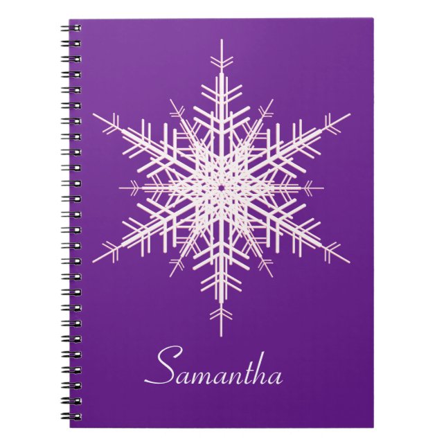 Snowy Lila Snowflake Notebook Notizblock (Vorderseite)