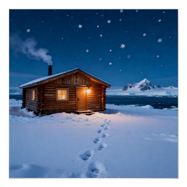 Snowy Log Cabin Poster (Vorderseite)