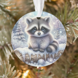 Snowy Log Raccoon & Ornament Ball