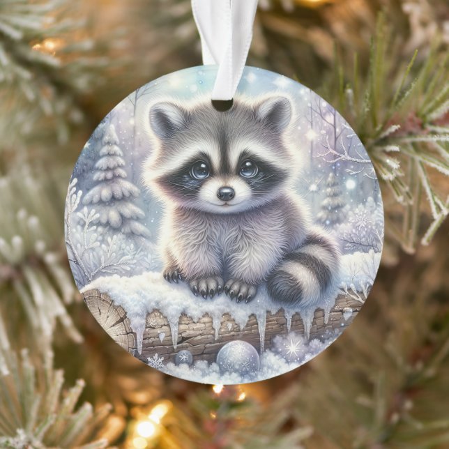 Snowy Log Raccoon & Ornament Ball (Arbre)