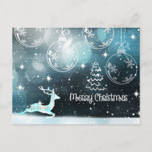 Snowy Merry Christmas Reindeer Postkarte