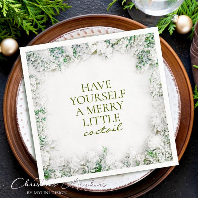 Snowy Merry Little Cocktail Weihnachten Napkins Serviette (Von Creator hochgeladen)