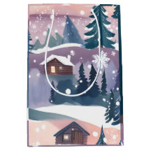 Snowy Mountain Cabin Wasserfarbe