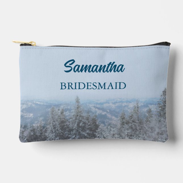Snowy Mountain Forest Wedding Zubehörtasche (Vorderseite)