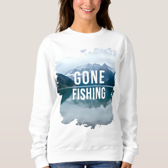 Snowy Mountain Lake Gone Fischen Sweatshirt (Vorderseite)