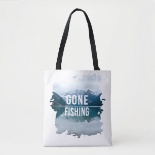 Snowy Mountain Lake Gone Fischen Tasche