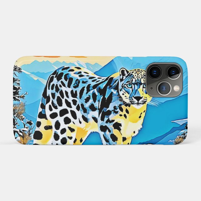 Snowy Mountain Leopard Stance Design Case-Mate iPhone Hülle (Rückseite (Horizontal))