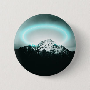 Snowy mountain mysterious blue neon light button