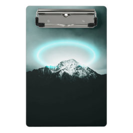 Snowy mountain mysterious blue neon light mini klemmbrett
