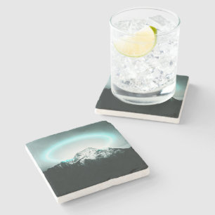 Snowy mountain mysterious blue neon light steinuntersetzer