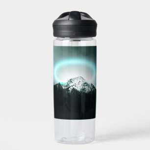 Snowy mountain mysterious blue neon light trinkflasche