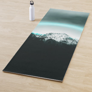 Snowy mountain mysterious blue neon light yogamatte
