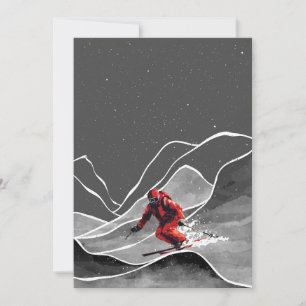 Snowy Mountain Skifahren Einladung
