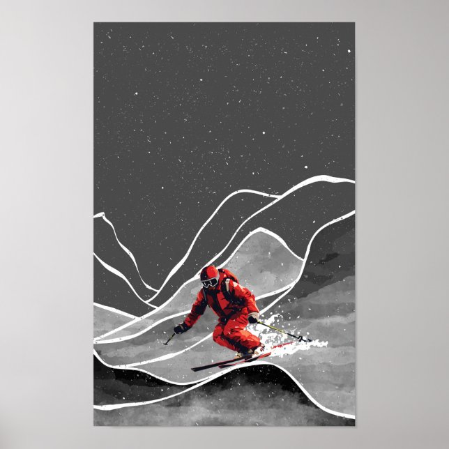 Snowy Mountain Skifahren Poster (Vorne)