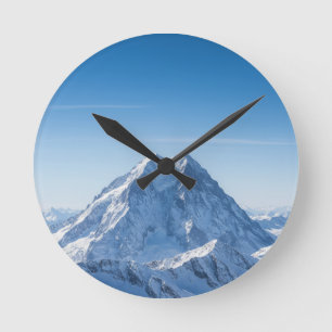 Snowy Mountain Wall Clock - Fresh Nature Design Runde Wanduhr