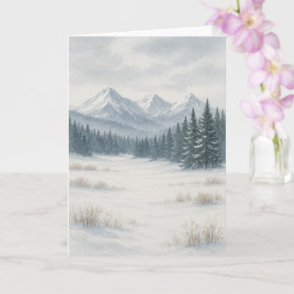 Snowy Mountain Winter Aquarell Grußkarte Karte