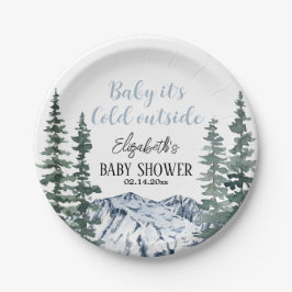 Snowy Mountains Baby Es ist kalt draußen Pappteller