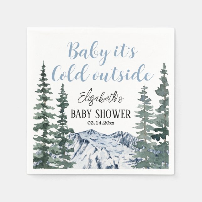Snowy Mountains Baby It's Cold Outside Serviette (Vorderseite)