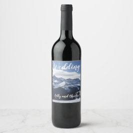 Snowy Mountains Szene Hochzeit Weinetikett