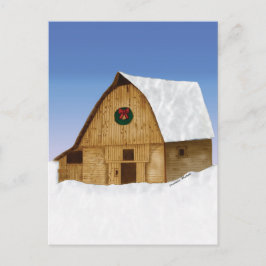 Snowy New England Barn im Winter Postkarte