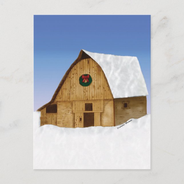 Snowy New England Barn im Winter Postkarte (Vorderseite)