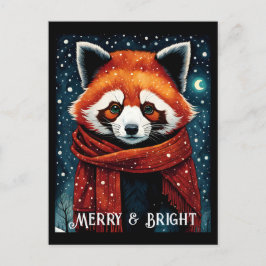 Snowy Night Red Panda Weihnachtskarte Postkarte