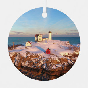 Snowy Nubble Lighthouse Ornament Aus Metall