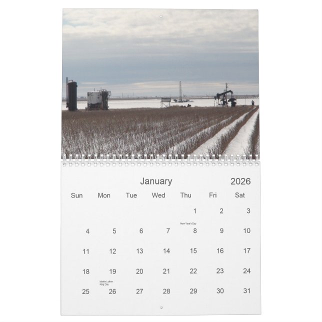 Snowy-Öl-Mietbrunnen Kalender (Jan 2026)