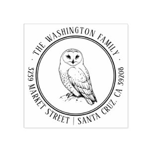 Snowy Owl Address Briefmarke Gummistempel