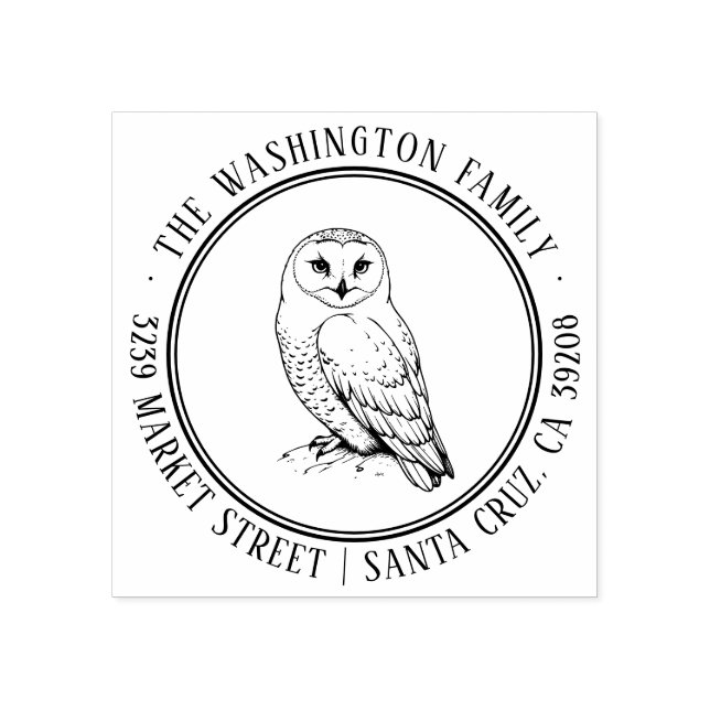 Snowy Owl Address Briefmarke Gummistempel (Prägung)