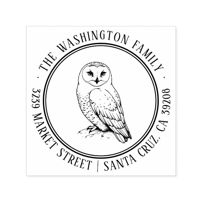 Snowy Owl Address Briefmarke Permastempel (Design)