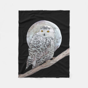 Snowy Owl and Moon Painting - Original Bird Art Fleecedecke