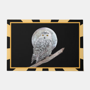 Snowy Owl and Moon Painting - Original Bird Art Fußmatte