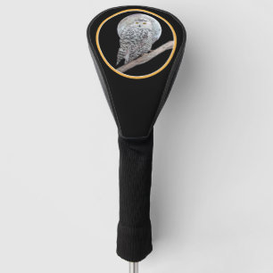 Snowy Owl and Moon Painting - Original Bird Art Golf Headcover
