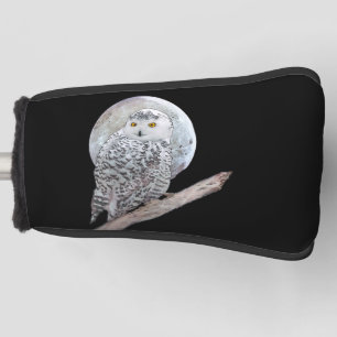 Snowy Owl and Moon Painting - Original Bird Art Golf Headcover