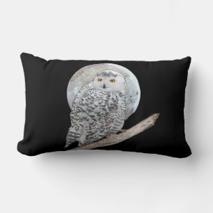 Snowy Owl and Moon Painting - Original Bird Art Lendenkissen