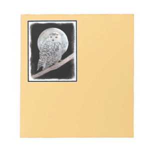 Snowy Owl and Moon Painting - Original Bird Art Notizblock