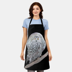 Snowy Owl and Moon Painting - Original Bird Art Schürze