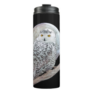 Snowy Owl and Moon Painting - Original Bird Art Thermosbecher