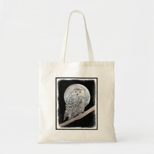 Snowy Owl and Moon Painting - Original Bird Art Tragetasche