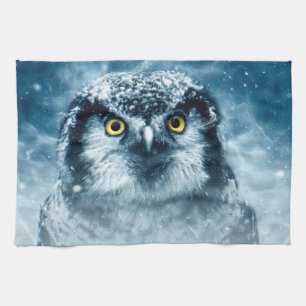 Snowy Owl Big Eyes Geschirrtuch