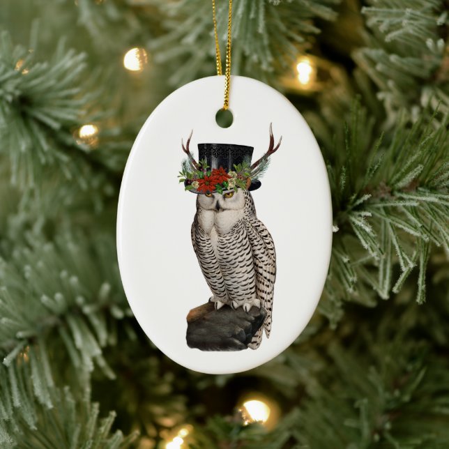 Snowy Owl Ceramic Christmas ornament (Baum)