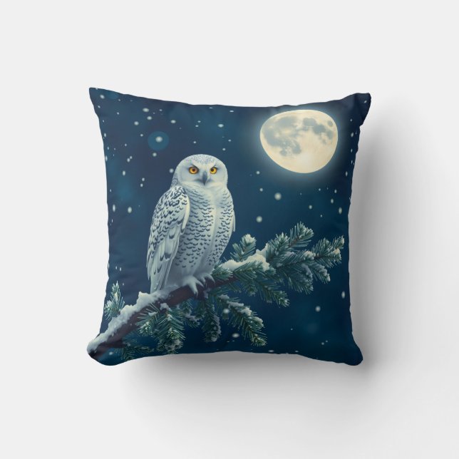 Snowy Owl Christmas Kissen (Vorderseite)